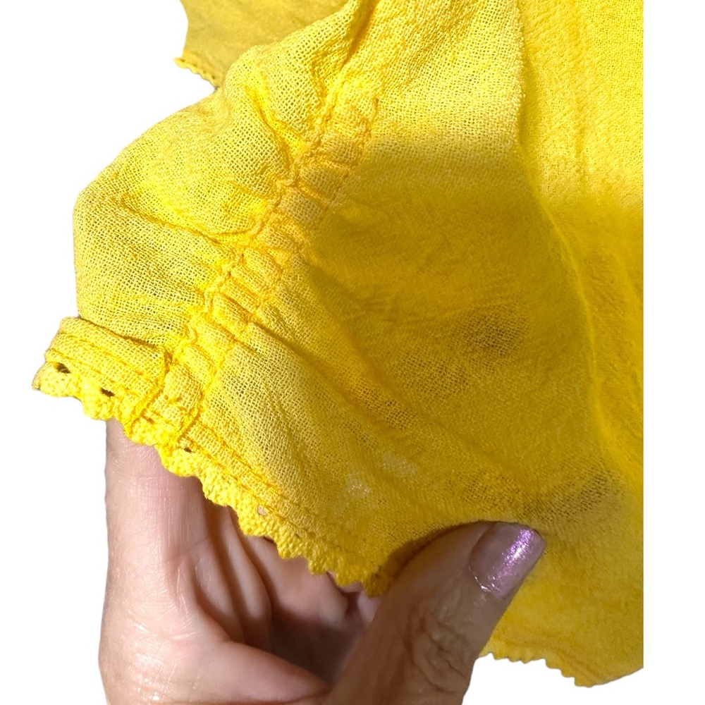 Floral Embrodiered Boho Flowy Yellow Top - Picture 6 of 13